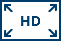 Ícono que representa la alta resolución de las imágenes de cámara de seguridad de HD.