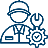 Se muestra íconografía que representa técnico para reparación de impresoras con experiencia de Teknya.