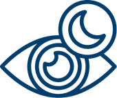 Íconografía de un ojo con una luna para representar la característica de las cámaras que permiten el monitoreo 24/7 aún en la oscuridad de la noche.